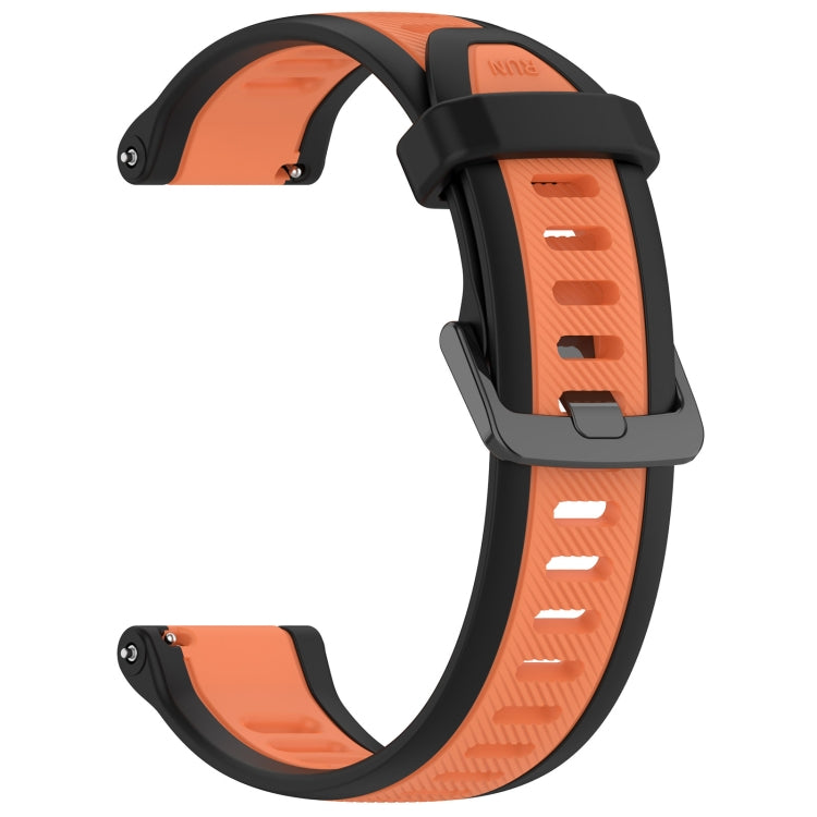 For Garmin Forerunner 255S Music 18mm Two Color Textured Silicone Watch Band(Orange+Black)
