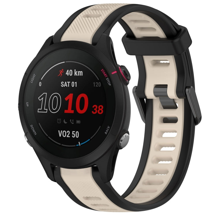 For Garmin Forerunner 255S Music 18mm Two Color Textured Silicone Watch Band(Starlight + Black)