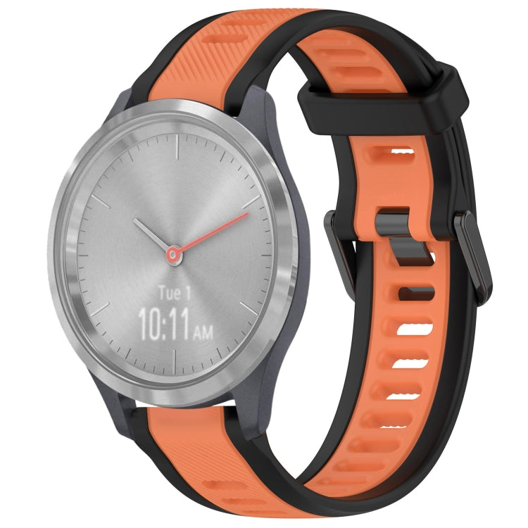 For Garmin Vivomove 3S 18mm Two Color Textured Silicone Watch Band(Orange+Black)