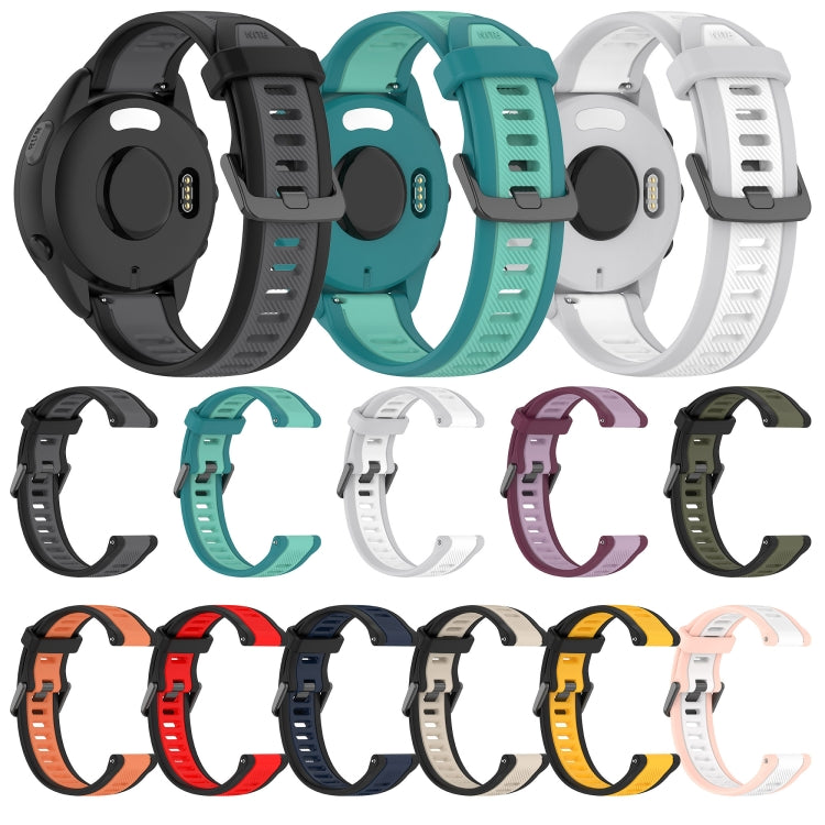 For Garmin Forerunner 265S Music 18mm Two Color Textured Silicone Watch Band(Yellow+Black)