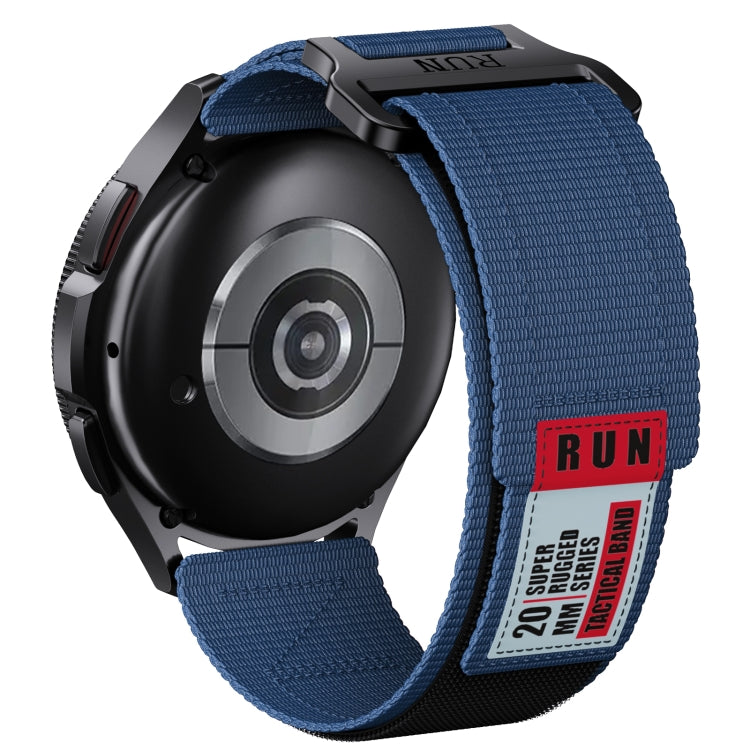 20mm Two Color Nylon Canvas Hook And Loop Fastener Watch Band(Blue+Red)