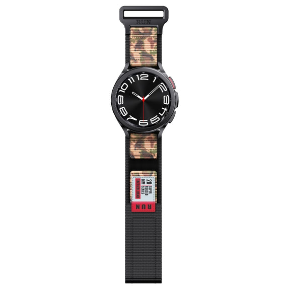 22mm Two Color Nylon Canvas Hook And Loop Fastener Watch Band(Black+Camouflage)