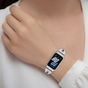 For Samsung Galaxy Fit 3 X Shaped Dual Row Diamond Metal Frame Watch Band(Rose Gold)