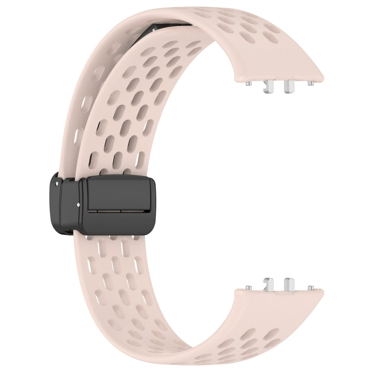 For Samsung Galaxy Fit 3 Hole Style Magnetic Folding Buckle Silicone Watch Band(Pink)
