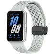 For Samsung Galaxy Fit 3 Hole Style Magnetic Folding Buckle Silicone Watch Band(Light Gray) - Watch Bands by PMC TechLife | Online Shopping South Africa | PMC TechLife