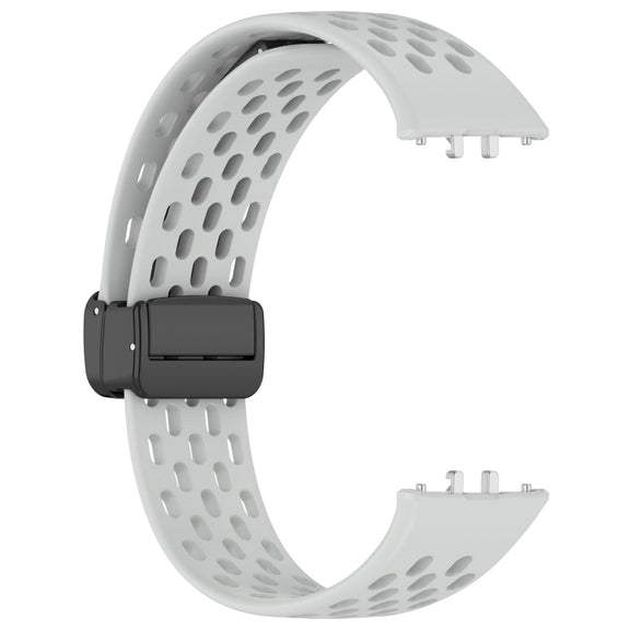 For Samsung Galaxy Fit 3 Hole Style Magnetic Folding Buckle Silicone Watch Band(Light Gray)
