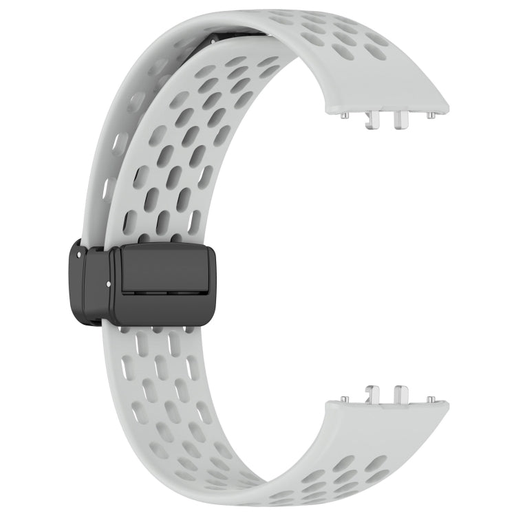 For Samsung Galaxy Fit 3 Hole Style Magnetic Folding Buckle Silicone Watch Band(Light Gray)