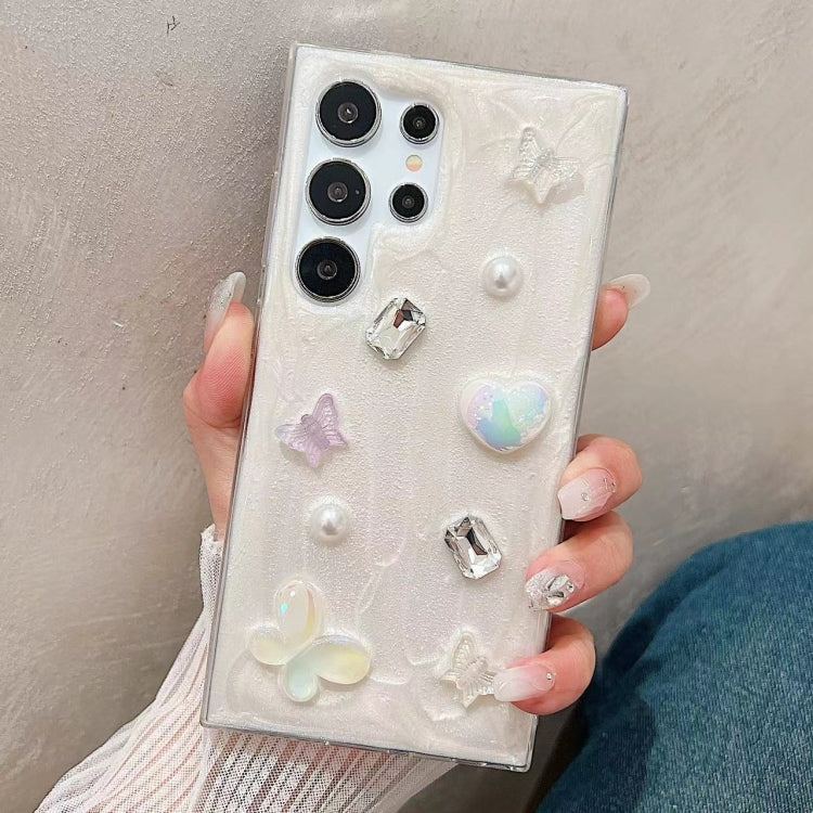 For Samsung Galaxy S25 Ultra 5G Cream Gum Decoden TPU Phone Case(Butterfly)