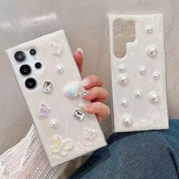 For Samsung Galaxy S25 Ultra 5G Cream Gum Decoden TPU Phone Case(Butterfly)