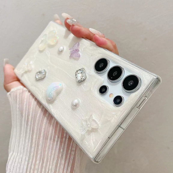 For Samsung Galaxy S25 Ultra 5G Cream Gum Decoden TPU Phone Case(Butterfly)