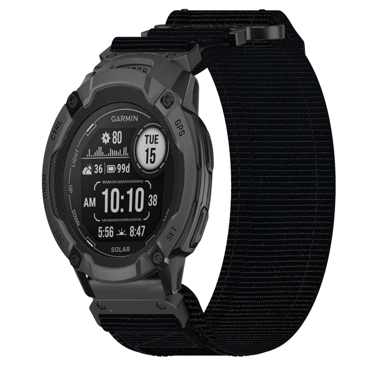 For Garmin  Instinct 2 Solar 22mm Nylon Hook And Loop Fastener Watch Band(Black)
