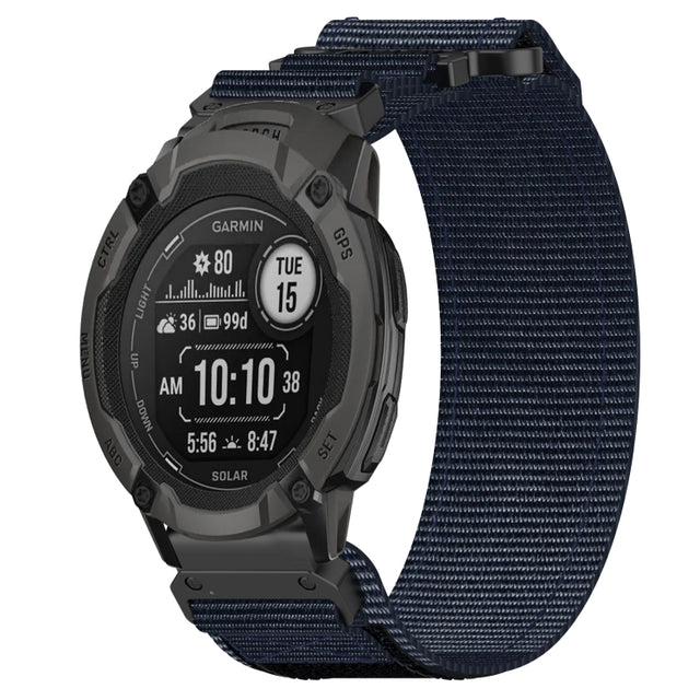 For Garmin  Instinct 2 Solar 22mm Nylon Hook And Loop Fastener Watch Band(Blue)