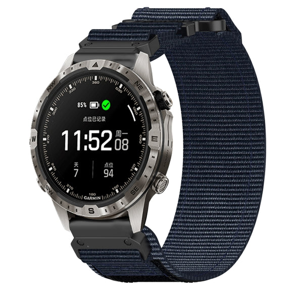 For Garmin MARQ Adventurer Gen 2 22mm Nylon Hook And Loop Fastener Watch Band(Blue)