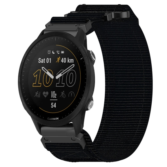 For Garmin Forerunner 955 22mm Nylon Hook And Loop Fastener Watch Band(Black)