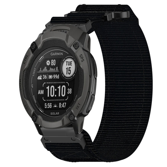 For Garmin Instinct 2 22mm Nylon Hook And Loop Fastener Watch Band(Black)