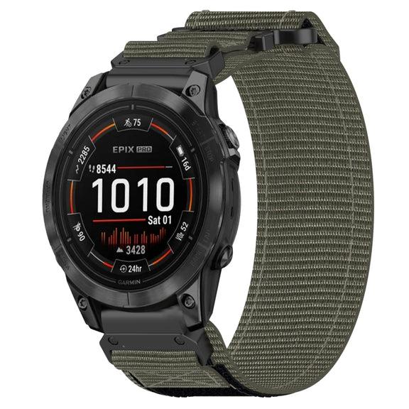 For Garmin Epix Pro 51mm 26mm Nylon Hook And Loop Fastener Watch Band(Grey)