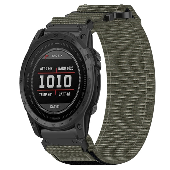 For Garmin Tactix 7 Pro 26mm Nylon Hook And Loop Fastener Watch Band(Grey)