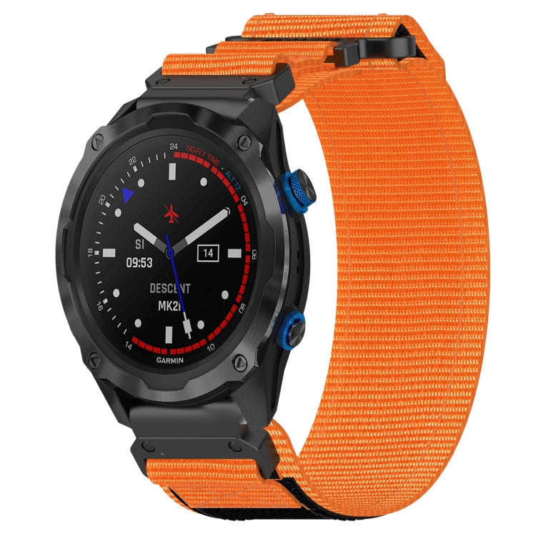 For Garmin Descent MK 2i 26mm Nylon Hook And Loop Fastener Watch Band(Orange)
