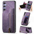 For Samsung Galaxy S25 5G Retro Leather Zipper Wallet Back Phone Case(Purple) - Galaxy S25 5G Cases by PMC Jewellery | Online Shopping South Africa | PMC Jewellery | Buy Now Pay Later Mobicred