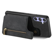 For Samsung Galaxy S25 Ultra 5G Retro Leather Zipper Wallet Back Phone Case(Black)