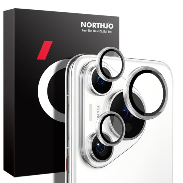 For Huawei Pura 70 Pro NORTHJO Camera Lens CD Vein Metal Ring Tempered Glass Film(Silver)