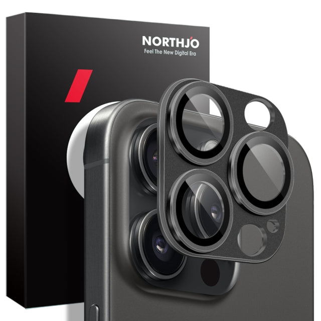 For iPhone 15 Pro / 15 Pro Max NORTHJO Matte Camera Lens Protector Tempered Glass Rear Lens Film(Black)