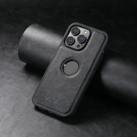 For iPhone 16 Suteni G1 Magsafe Leather Back Phone Case(Black)