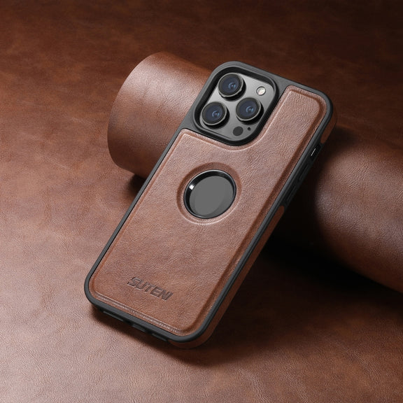 For iPhone 16 Pro Max Suteni G1 Magsafe Leather Back Phone Case(Brown)