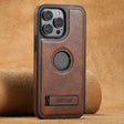 For iPhone 16 Pro Suteni G2 Magsafe Oil Wax Leather Back Phone Case with Holder(Brown) - iPhone 16 Pro Cases by Suteni | Online Shopping South Africa | PMC TechLife | Buy Now Pay Later Mobicred
