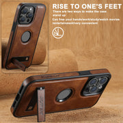 For iPhone 16 Pro Suteni G2 Magsafe Oil Wax Leather Back Phone Case with Holder(Brown)