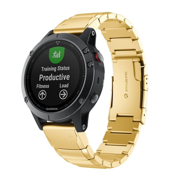 For Garmin Fenix 7S Solar Tortoise Shell 20mm Stainless Steel Watch Band(Gold)