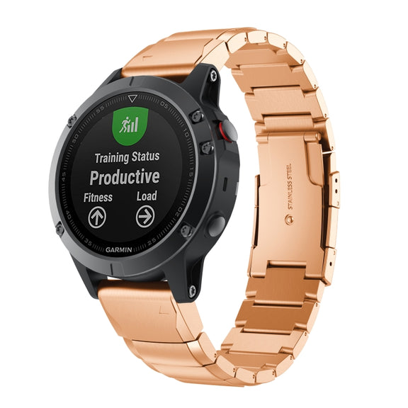 For Garmin Fenix 5S Tortoise Shell 20mm Stainless Steel Watch Band(Rose Gold)