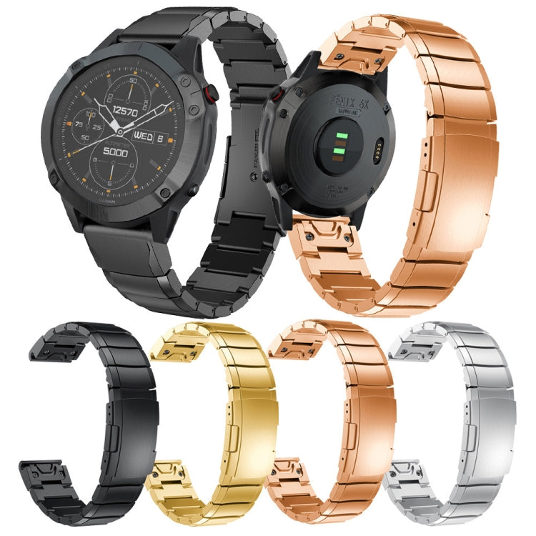 For Garmin Fenix 5S Tortoise Shell 20mm Stainless Steel Watch Band(Rose Gold)