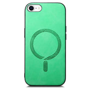 For iPhone 16e Solid Color Retro Magsafe PU Back Cover Phone Case(Green)