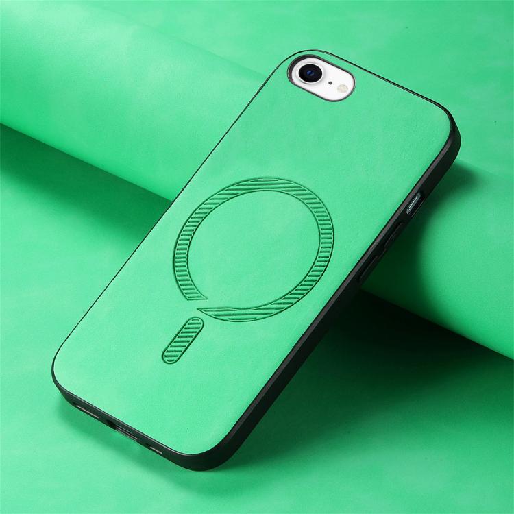 For iPhone 16e Solid Color Retro Magsafe PU Back Cover Phone Case(Green)