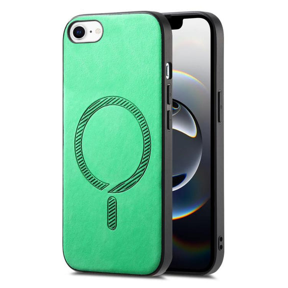 For iPhone 16e Solid Color Retro Magsafe PU Back Cover Phone Case(Green)