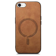 For iPhone 16e Solid Color Retro Magsafe PU Back Cover Phone Case(Brown)