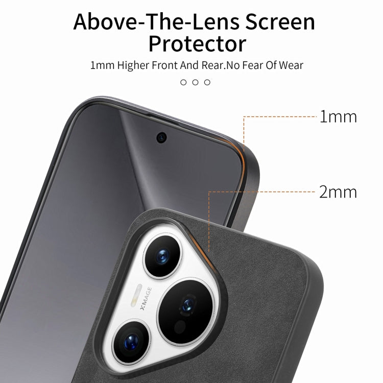 For Huawei  Pura 70 Solid Color Retro Magsafe PU Back Cover Phone Case(Black)
