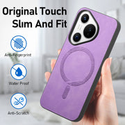 For Huawei Pura 70 Pro+ Solid Color Retro Magsafe PU Back Cover Phone Case(Purple)