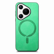 For Huawei Pura 70 Pro+ Solid Color Retro Magsafe PU Back Cover Phone Case(Green)