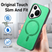 For Huawei Pura 70 Pro+ Solid Color Retro Magsafe PU Back Cover Phone Case(Green)
