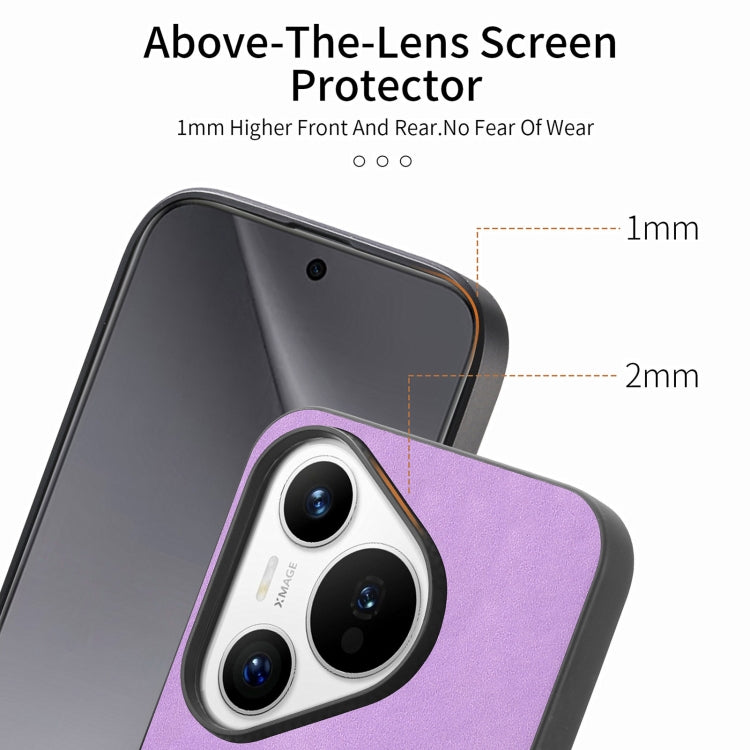 For Huawei Pura 70 Ultra Solid Color Retro Magsafe PU Back Cover Phone Case(Purple)