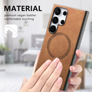 For Samsung Galaxy S25 5G Solid Color Retro Magsafe PU Back Cover Phone Case(Brown)