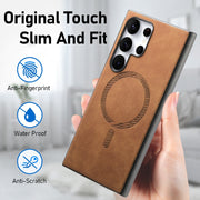 For Samsung Galaxy S25 5G Solid Color Retro Magsafe PU Back Cover Phone Case(Brown)