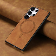 For Samsung Galaxy S25 5G Solid Color Retro Magsafe PU Back Cover Phone Case(Brown)