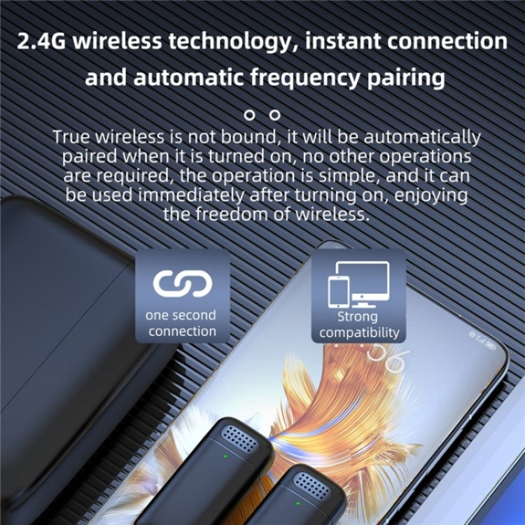 K13 2 in 1 Lavalier Wireless Microphone with USB-C / Type-C Receiver & Charging Station