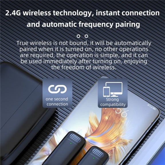 K13 2 in 1 Lavalier Wireless Microphone with USB-C / Type-C Receiver & Charging Station