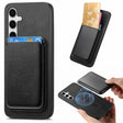 For Samsung Galaxy S25+ 5G Retro Magsafe Card Bag PU Back Cover Phone Case(Black) - Galaxy S25+ 5G Cases by PMC Jewellery | Online Shopping South Africa | PMC Jewellery | Buy Now Pay Later Mobicred