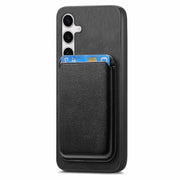 For Samsung Galaxy S25+ 5G Retro Magsafe Card Bag PU Back Cover Phone Case(Black)