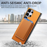 For Samsung Galaxy S25 Ultra 5G Retro Magsafe Card Bag PU Back Cover Phone Case(Yellow)